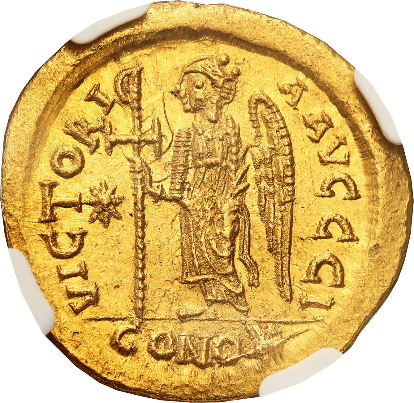 Bizancjum. Anastasius I (491-518). Solidus, Konstantynopol NGC Ch MS 5/5 5/5 - IDEALNY